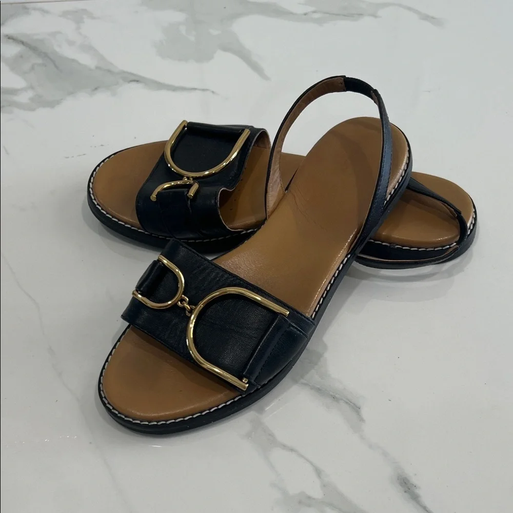 Geox Black Sandals with Gold Buckles - Picture 6 of 8